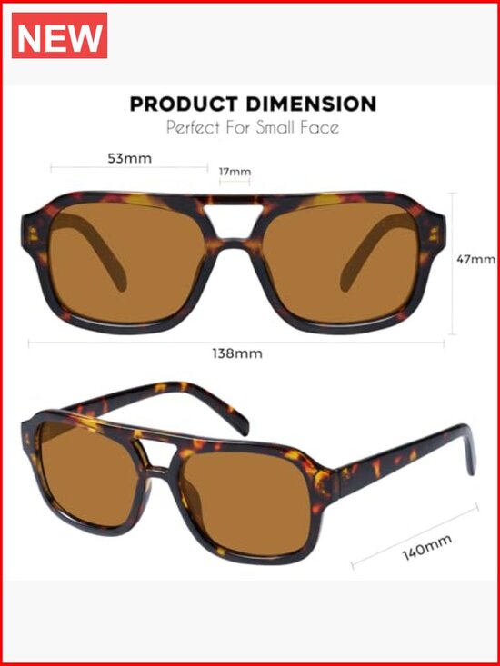 Small Aviator Sunglasses for Women Narrow Square Retro UV400 Protection